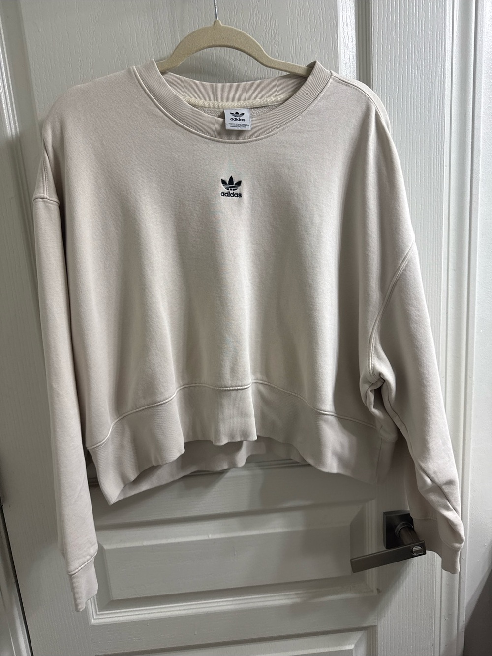 adidas Cream Cropped Crewneck Sweatshirt